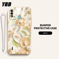 YBDดีไซน์ใหม่เคสโทรศัพท์สำหรับ infinix Itel P37 VISION 2S เคสชุบน้ำมันเคสลายดอกไม้เคสแถมฟรีสายคล้องมองเห็น