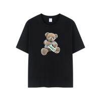 SUMMER [ส่งเร็วพิเศษ!] Li เสื้อยืด cotton100% สกรีนหมีลัคกี้ (พร้อมส่ง) TS3 BearLucky