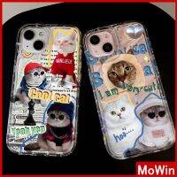 Mowin - เข้ากันได้สำหรับ เคสไอโฟน เคสไอโฟน11 เคส iphone 11เคสใสระลอกน้ำ TPUกันกระแทกนุ่มใสน่ารักสีขาว Cool Cat เข้ากันได้กับ iPhone 13 Pro max 12 Pro Max 11 XR XS 7Plus 8Plus