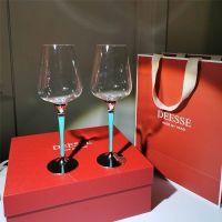 Super heavy industry! DEESSE square rod wine glass Tiffany blue champagne glass red wine glass double pair glass gift box super texture cup