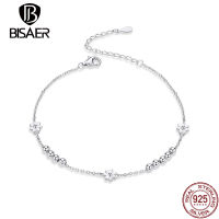 BISAER Bracelets Genuine 100 925 Sterling Silver Daisies Cute Flower Original Bracelet For Women Silver Jewelry Gift ECB146