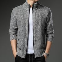 Knit Sweater Autumn/winter Male Blazer Artificial Fur wool Casual Loose Coat Solid Versatile Jacket Men 39;s Zipper Cardigan