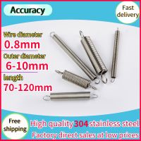 Tension spring Wire diameter 0.8mm 304 Stainless Steel S Hook Round hook Coil Pullback Extension Tension metal Spring wire