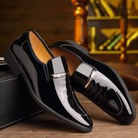 Mens Leather Concise Shoes Mens Business Dress Pointy Black Shoes Formal Wedding Basic Shoes Sapato Social Masculino loafers