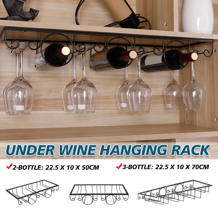 Under Stemware Wine Glass Rack Kitchen Bar Glasses Holder Display Storage Black Lazada