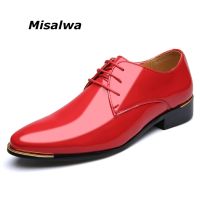 Misalwa Big Size 38-48 Simple Classic Men Luxury Business Shoes Derby Gentleman Honorable Oxford Mens Shoes Red White Men Flats