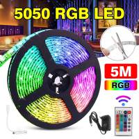 แถบไฟ LED ไฟ Led เปลี่ยนสีได้5050เชือก RGB ความยาว5เมตร DC12V รีโมทคอนโทรลสำหรับทีวีห้องนอนปาร์ตี้บ้าน LED Streifen การตกแต่งคริสต์มาสไฟประดับคริสต์มาสได้