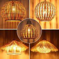 [COD] Rattan Chandelier Weaving Round Birds Hat Rural Hotel Restaurant Lamp