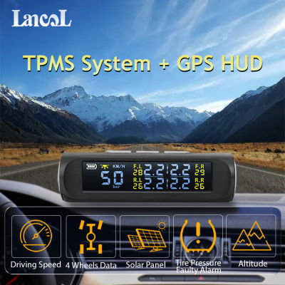 X1มาตรวัดความเร็วในรถ HUD GPS แบบ2 In 1,เครื่องวัดความดันลมยางระบบเฝ้าตรวจสอบความดันลมยางยางแสดงอุณหภูมิยางเซนเซอร์มอเตอร์ระบบเตือนภัยการรักษาความปลอดภัยพลังงานแสงอาทิตย์แบบไร้สาย
