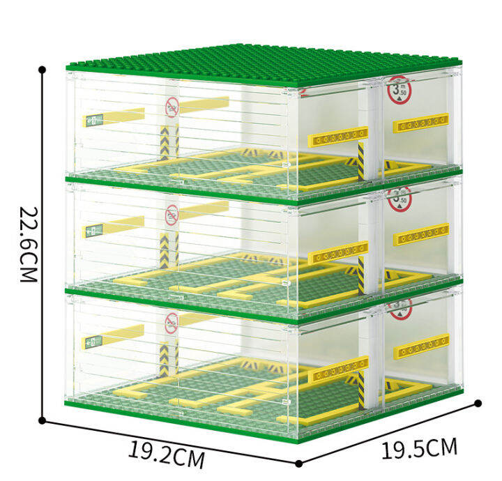 ชั้น3d-ที่จอดรถจำนวนมากที่มีชื่อเสียงรถแสดงโรงรถแสดงที่ชัดเจนกรณีรุ่นสำเร็จรูป-moc-อิฐชุดของเล่นสำหรับเด็ก