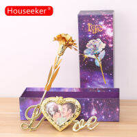 Houseeker 24K Carnation ทองดอกไม้ประดิษฐ์วันแม่จำลอง Carnation ดอกไม้ประดับบ้านฟอยล์