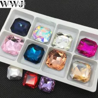 All Colors amp; Sizes 18mm 23mm Pointed Back Square Octagon Glass Crystal Fancy Stone Crystal ABRedGrass Green