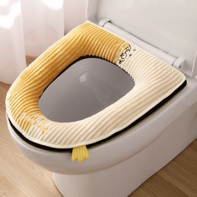 【LZ】♨♝  Inverno quente flanela tampa de assento do toalete tapete do banheiro almofada com alça macio lavável closestool acessórios mais quentes