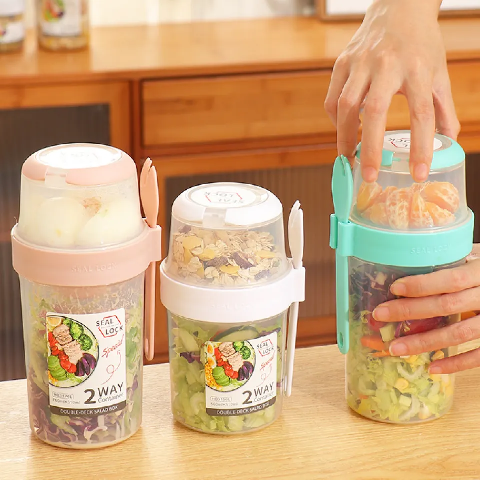 Cereal on The Go Cups Breakfast Drink Cups Portable Yogurt and Cereal To-Go  Container Cup 2 Way Container