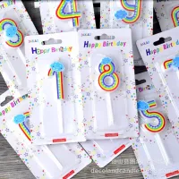 New 1pc Birthday number candles colorful rainbow number happy birthday cake candles baking decoration scene candles