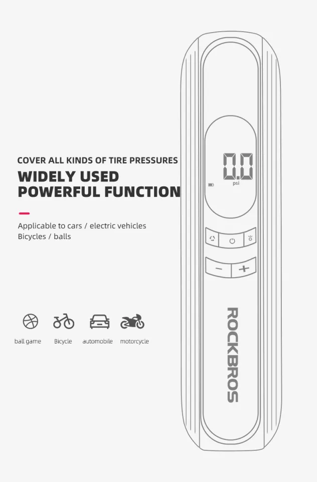 ROCKBROS A10 Electric Bike Pump 150 Psi Inflator Portable Air Compress