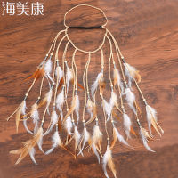 Haimeikang Feather Hairbands for Women Girls Gypsy Festival Bohemian Style Headbands Hair accessories Hair Rope Headwear Hippie