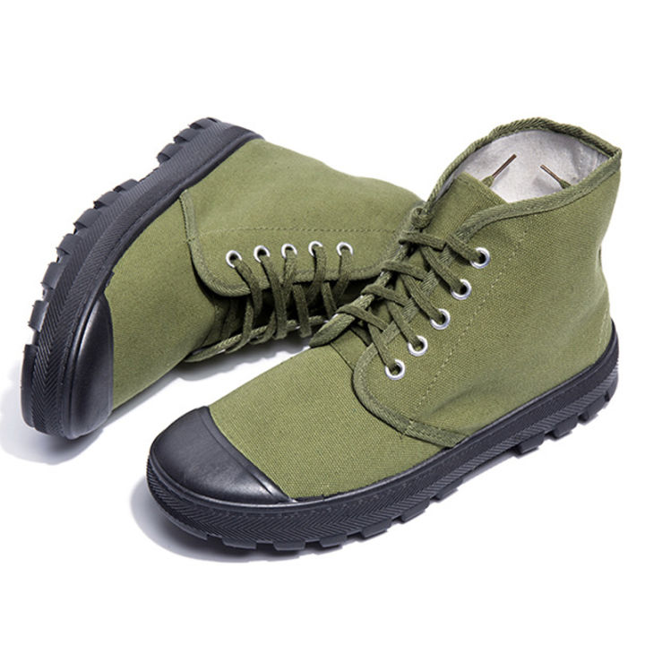 onesunnys-รองเท้าเทรนนิ่งผู้ชายสีเขียวทหาร-รองเท้าเกษตรกันลื่น-รองเท้าทำสวน-รองเท้าผ้าใบ-รองเท้าผ้าใบ