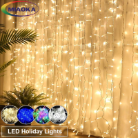 MIAOKA Christmas Lights Icicle Light Led Outdoor String Fairy Lights Waterfall Curtain Lamp 4M Droop 0.4-0.6m Led Lights Curtain String Lights Party G