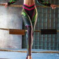 【CW】 Leggings Waist Printing Gym Stretch Breathable Pants