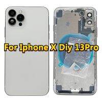 สำหรับ Iphone X Like 13pro Diy ที่หลังที่อยู่อาศัย X ถึง13 14 Pro สแตนเลส Chis กลางชิ้นส่วนประตูปลอกคอกันสุนัขเลีย