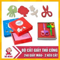 Bộ đồ chơi cắt giấy thủ công tạo hình cho bé gồm 0 tờ giấy màu + 2 kéo an thumbnail