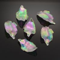 50pc  AB Color Plated Eco-Friendly Transparent Acrylic Pendants Colorful 33x19x3mm Hole: 1.5mm