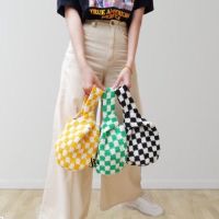 กระเป๋าถักลายตารางหมากรุกตูดกลม Checkered knot bag