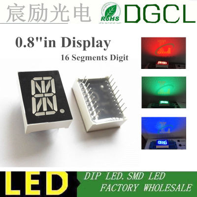 High quality 0.8"; 0.8in REDGREENBLUE 16 Segments display 27.7x20mm 0.8 inch digital tube 0.8inches 7 Segments digital display