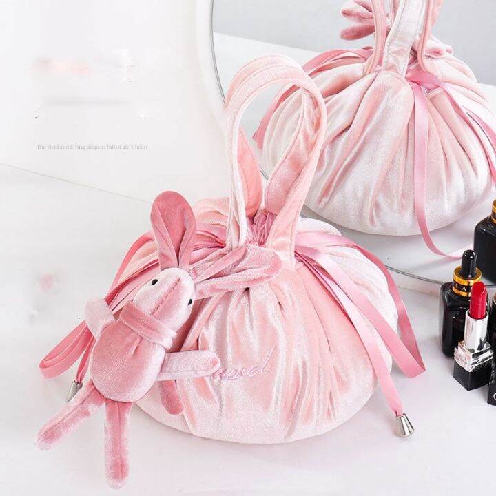 ใหม่-กระเป๋าเครื่องสำอางแฟชั่นรอบกำมะหยี่กระเป๋าแต่งหน้า-drawstring-เดินทางแต่งหน้าออแกไนเซอร์จัดเก็บหญิงชุดเครื่องแป้งกรณีกระเป๋าความงาม