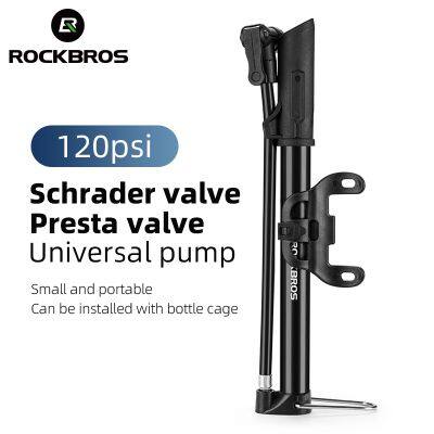 ROCKBROS Bicycle Pump 120PSI High Pressure Aluminum Alloy Schrader Presta Valve Cycling Mini Portable Rotation Bike Accessories