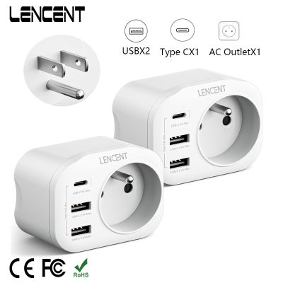 【NEW Popular】 LENCENT 2 PacktoTravel Adapter พร้อมเต้าเสียบ1พอร์ต USB 2พอร์ตและอะแดปเตอร์ชาร์จไฟ1 Type C 41สำหรับบ้าน/การเดินทาง