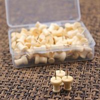 80pcs H-Shape Wood Decorative Push Pins  Wood Head and Steel Needle Point Thumb Tacks for Photos  Maps and Cork Boards Clips Pins Tacks