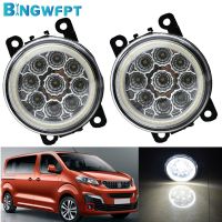 Fog Lamp Assembly Fog Light For Peugeot Traveller For 3008 MPV 2009-2013 Daytime Running Light Angel Eye H11 12V LED