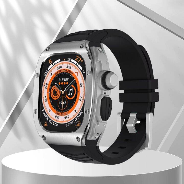 ชุดดัดแปลงสำหรับนาฬิกา-apple-ultra-49สเตนเลสสตีลเคสสำหรับ-iwatch-series-8-ultra-refit-mod-sports-นาฬิกาข้อมือยาง-carterfa