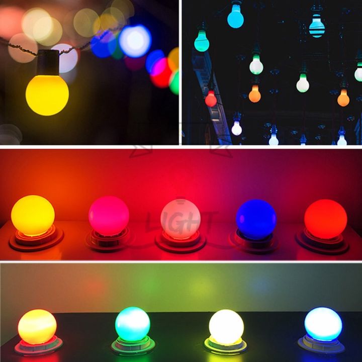 หลอดปิงปอง-หลอดไฟสี-led-หลอดไฟประดับหลากสี-งานเทศกาล-คริสต์มาส-ปีใหม่-แต่งบ้าน-ไฟอีเวนต์3w-ขั้ว-e27-pvc-ตกไม่แตก-mr-3w