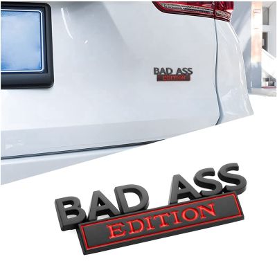 1 Piece Car Bad Ass Edition Emblem, 3D Fender Badge Decal Parts Car Sticker Accessories for Tailgate Front Hood Trunk ,Black+Red