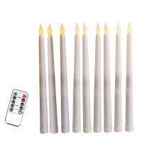 Pack of 12 Yellow Flickering Remote LED Candles,Plastic Flameless Remote Taper Candles,bougie led For Dinner Party Decoration