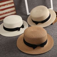 COD DSFDGESERRRRR Korean style straw hat female summer British retro韩版草帽女夏天英伦复古平顶小清新礼帽遮阳防晒沙滩帽子出游潮夏yangaling.my9.3