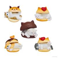 5pcs Mofusand Cat Action Figure Gift For Kids DIY Pendant Hamburger Cat Model Dolls Toys For Kids Collections