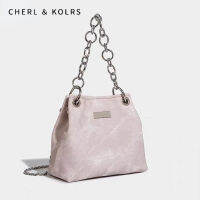 CHERL &amp; KOLRS กระเป๋าทรงสี่เหลี่ยมขนาดเล็กมีโซ่เดนิมระดับไฮเอนด์แบบเฉพาะกลุ่มของแท้ใหม่ Cewek Seksi สีชมพูเทาของผู้หญิงกระเป๋าสะพายพาดลำตัวขนาดเล็ก