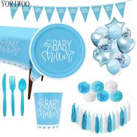 [HOT 2023] YORIWOO Babyshower ภาชนะในงานปาร์ตี้แบบใช้แล้วทิ้ง Boy สาวเพศเปิดเผย Baby Shower Favors 1st วันเกิดของตกแต่งงานปาร์ตี้เด็ก