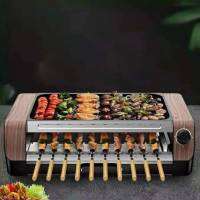 เตาปิ้งอย่างไม้หมุนอัตโนมัติ  BBQ เตาย่าง 2in 1 เตาปิ้งย่างไฟฟ้า 1800W พร้อมส่ง