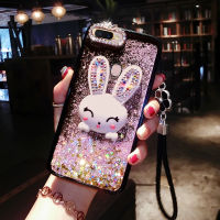 เคส OPPO A11K A12 A5s Ax5s A7 Ax7 F5 F5Youth F7 F7 Youth F9 F9 Pro เคสโทรศัพท์แบบแข็งการออกแบบใหม่หูกระต่ายที่วางขาตั้งทรายดูดฝาหลังสำหรับ