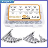 DENGXUN 415Pcs สีดำสีดำ สกรูเกลียวปล่อย #6 #8 #10 เหล็กไร้สนิม ชุดแยกสกรู เจาะด้วยตนเอง สกรูโลหะแผ่น โลหะพลาสติก