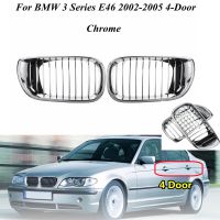 Pair Chrome Front Center Kidney Hood Grille Grill For BMW E46 Saloon 4 Doors 3 Series 2002 - 2005 320i 325Xi 330Xi Kidney Grill