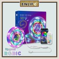 {ItalyNest shop}ENLIFë ไฟแถบไฟ LED สีรุ้ง Rgbic พร้อมการควบคุมแอพซิงค์หลายสีเอฟเฟกต์ดนตรี