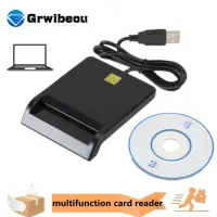 2021 Multi-Function ID Card Reader Black Smart Tax Return Bank ID Card Reader Sim Phone Card Smart Chip Reader LED indicator