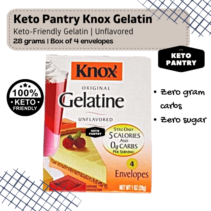 Ketoapproved Knox Zero Carb Zero Sugar Keto Gelatin BOX of 4 sachets