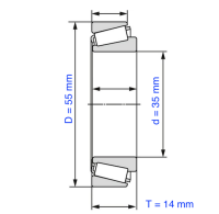 32907 ( 35 x 55 x 14 mm.) Taper roller Bearing 32907J  = 1 ตลับ